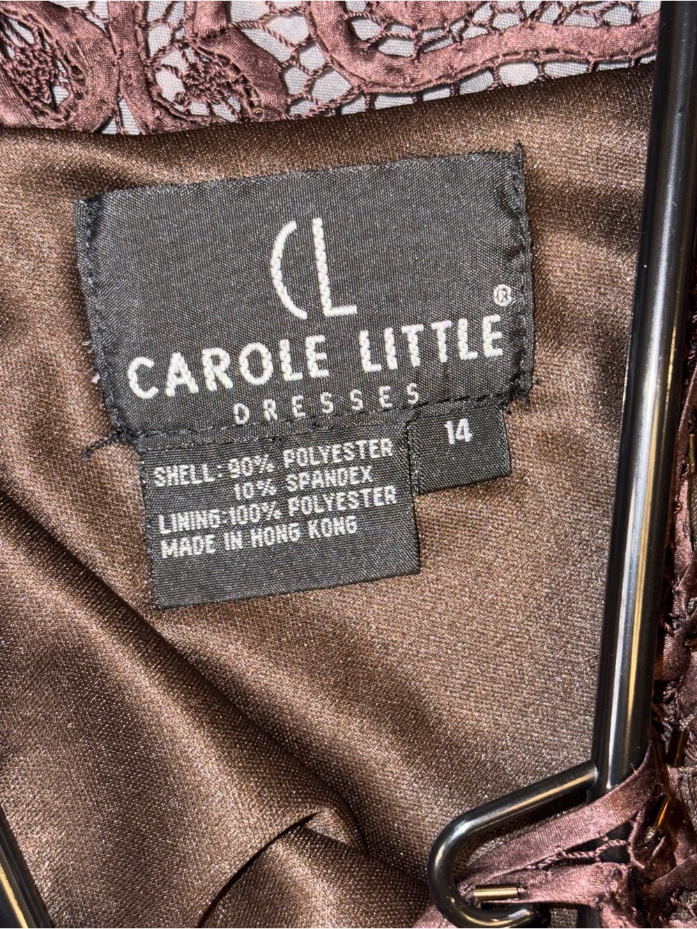 NWT Carole Little Brown Velvet Lace Maxi Dress Size 14 - Picture 6 of 6